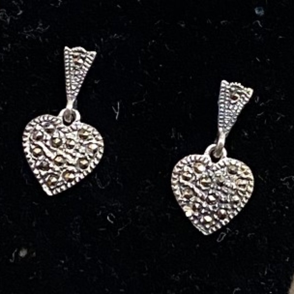 Sterling heart dangly earrings